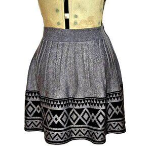 Woman's Freeway boho geometric diamond print fit and flair mini skirt black/gray